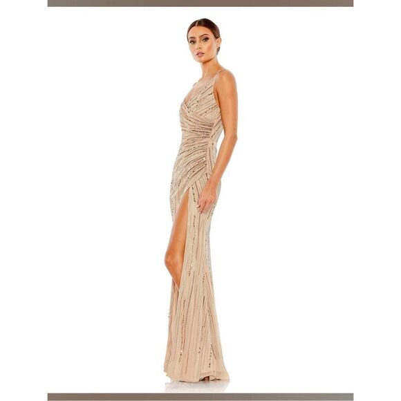 NWT Mac Duggal 10932 Surplice Front High Slit Dress Size 4 ✨ - Picture 3 of 16